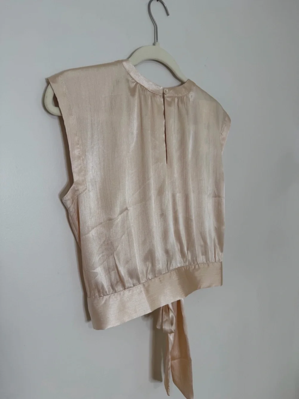 Satin Tie-Back Sleeveless Top - Cream - Picture 1 of 6